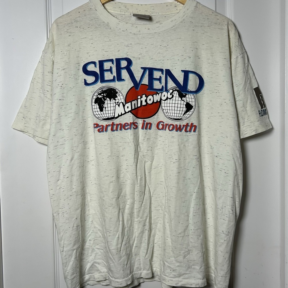 Oneita Power-T Vintage 80s Servend Manitowoc Corporate Promo‎ Graphic T-Shirt